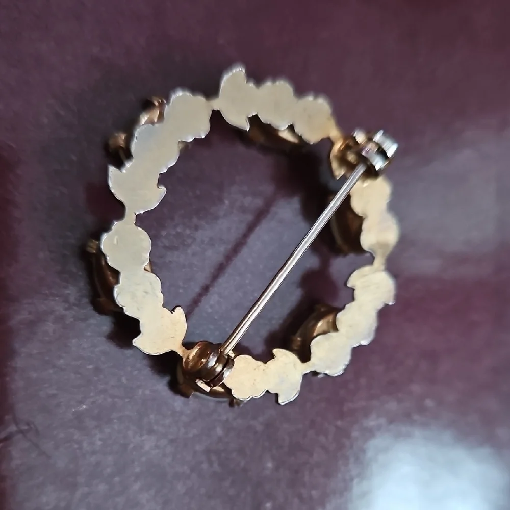 Gold Tone and Opalescent Stone Brooch